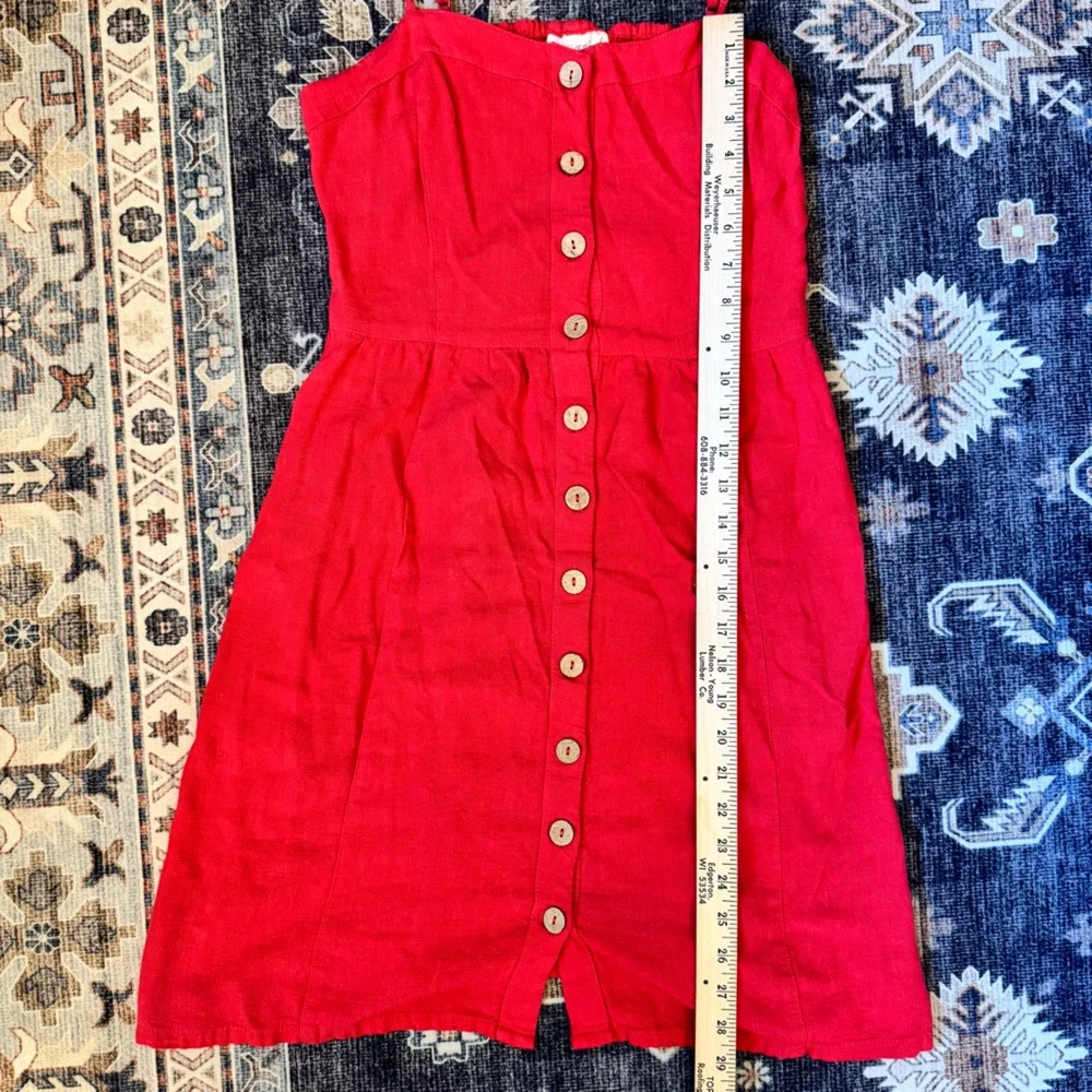 Universal Thread Women’s Adjustable Spaghetti Straps Red Button-Down Sundress M - Picture 12 of 12